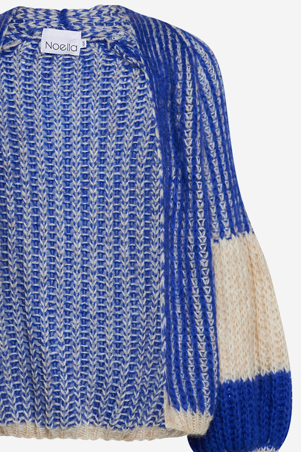Liana Knit Cardigan Cream/Cobalt Blue