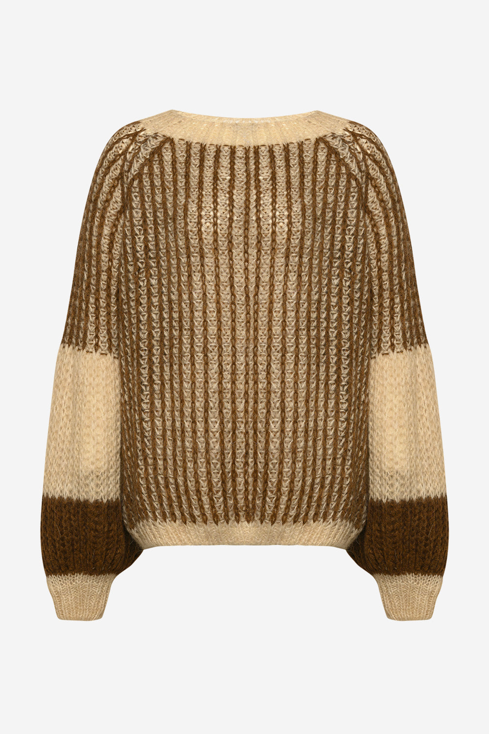 Noellas Liana Knit Sweater Beige/brown. Køb Striktrøjer hos www.noellafashion.dk