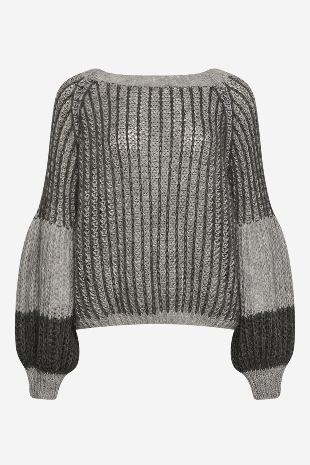 Noellas Liana Knit Sweater Grey Melange Mix. Køb Striktrøjer hos www.noellafashion.dk