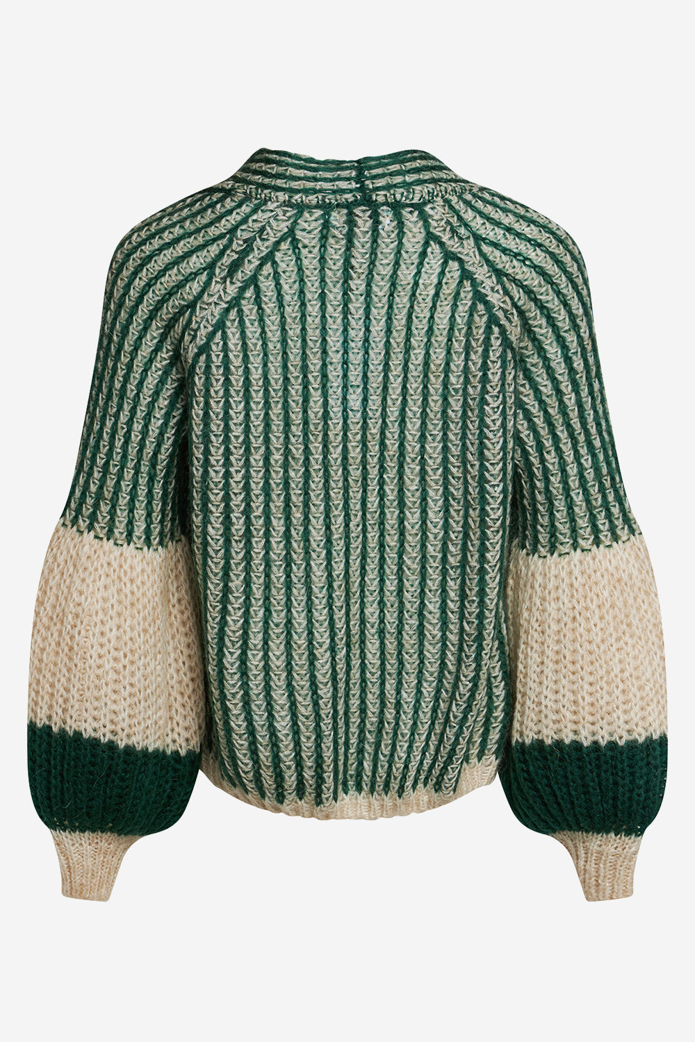 Liana Knit Cardigan Beige/Bottle Green