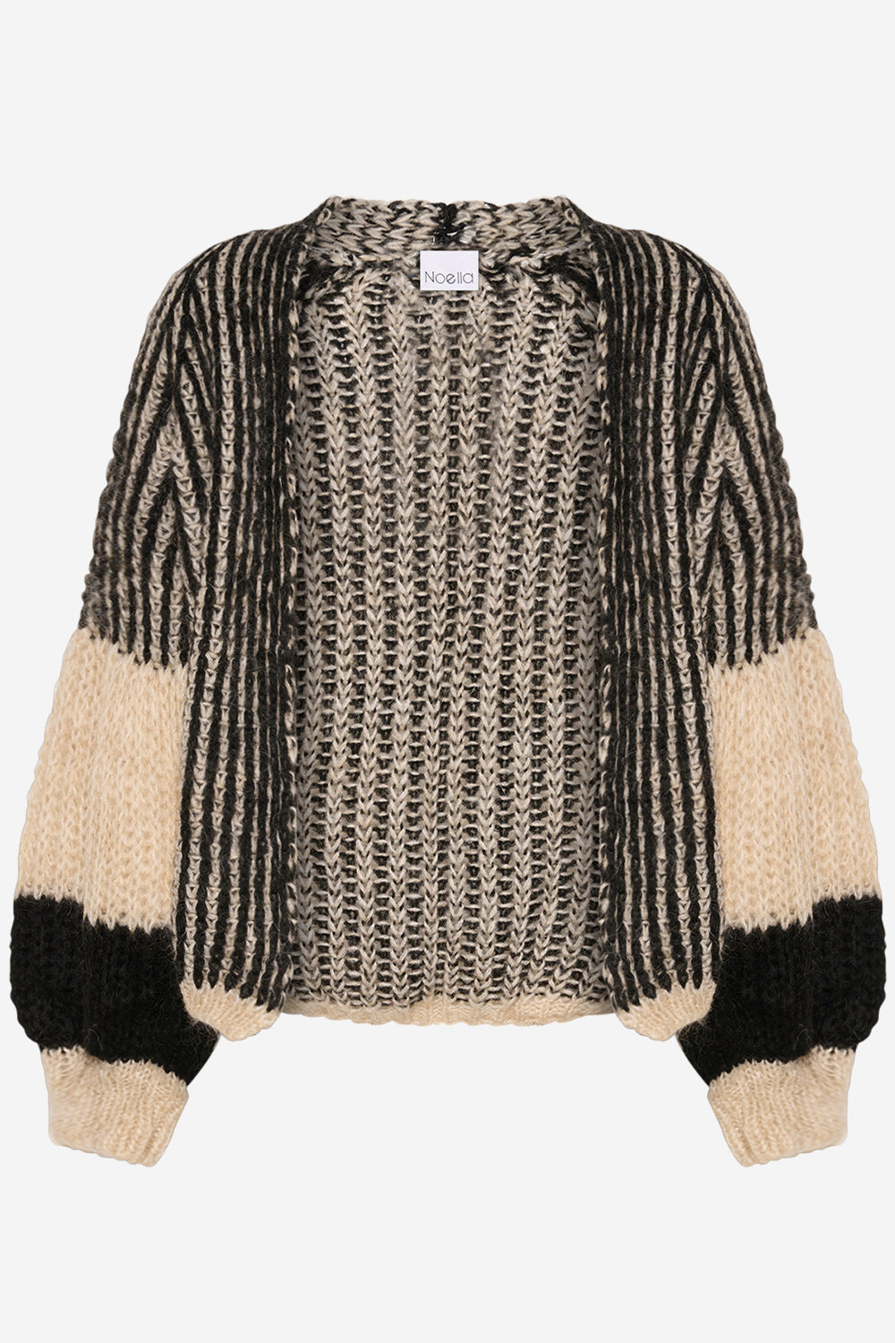 Noellas Liana Knit Cardigan Cream/black. Køb Cardigans hos www.noellafashion.dk