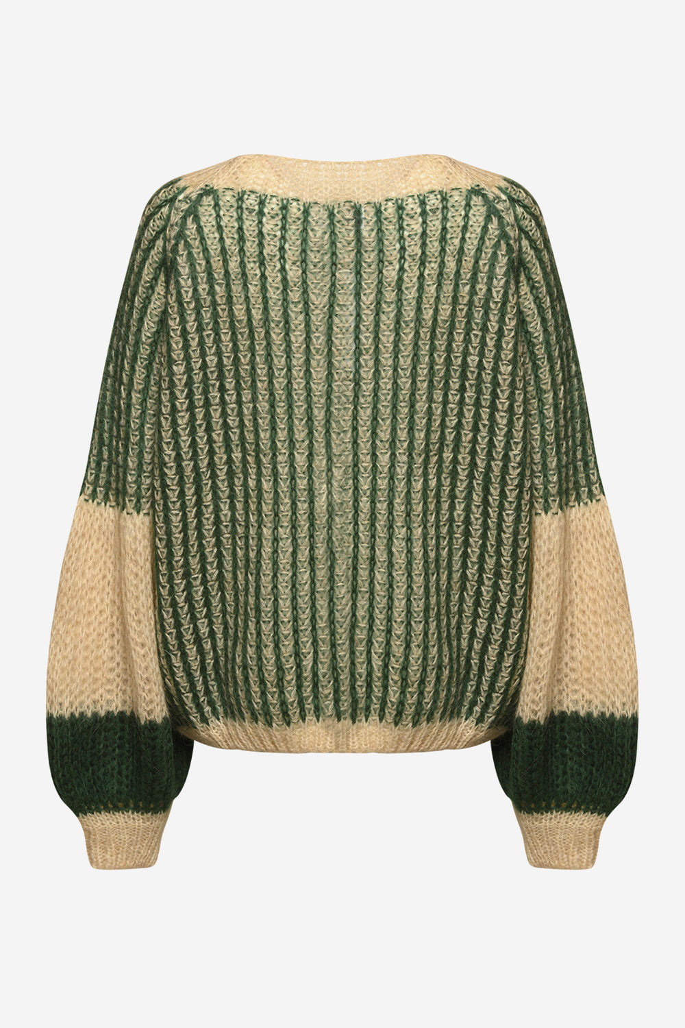 Liana Knit Sweater Beige/Bottle Green