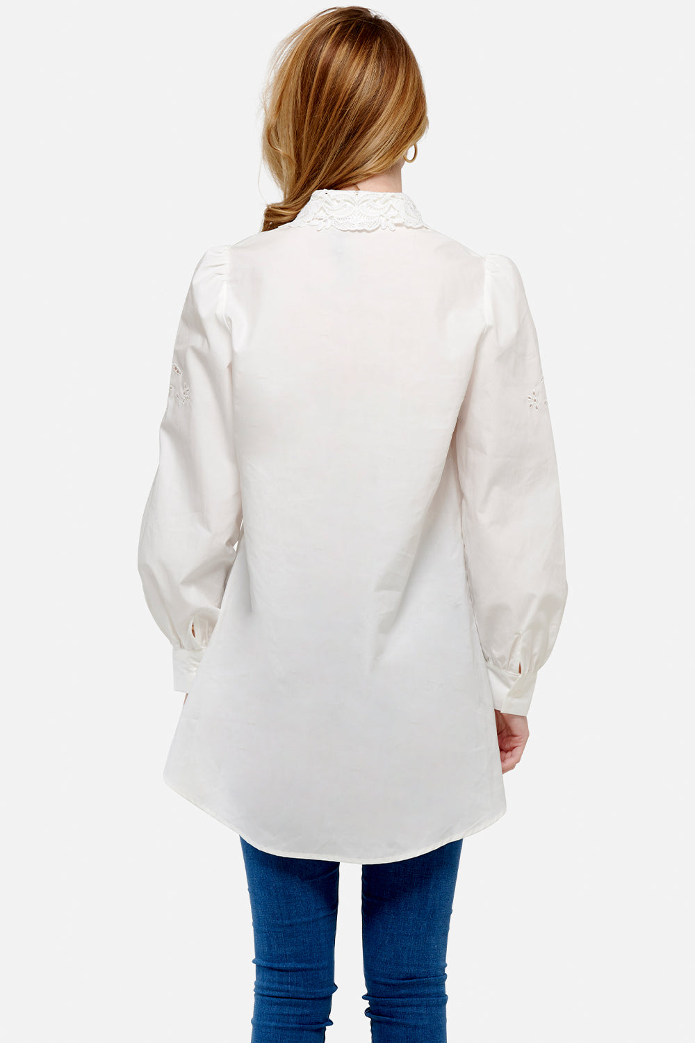 Lucille Long Shirt Cotton White Lace