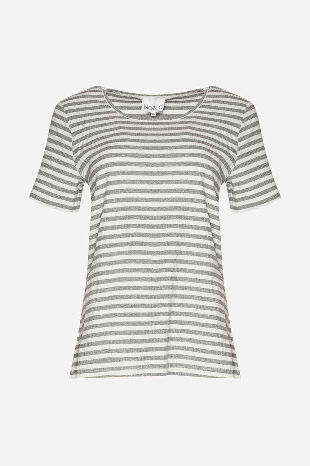 Noellas Luelle SS Tee Grey Mel./cream. Køb T-shirts / Toppe hos www.noellafashion.dk