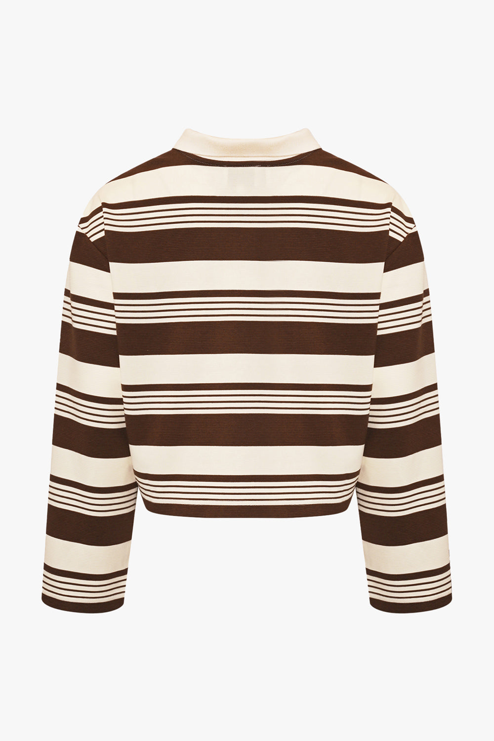 Lynlee Polo Brown Offwhite Stripe Cropped