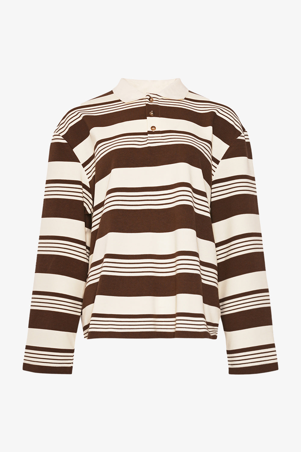 Lynlee Polo Brown Offwhite Stripe