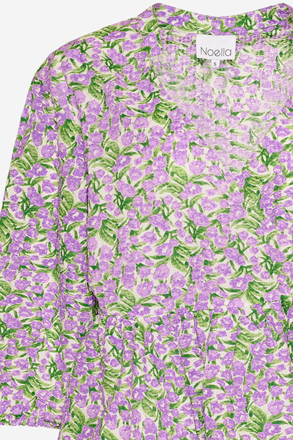 Noellas Mara Wrap Blouse Lavender/green flower.