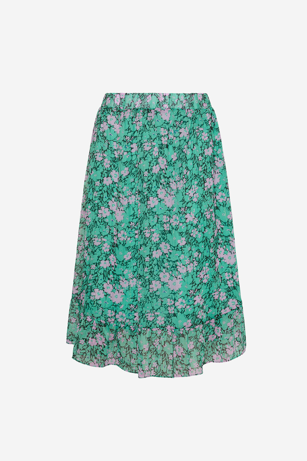 Melody Wrap Skirt Green w. Lilac Flower