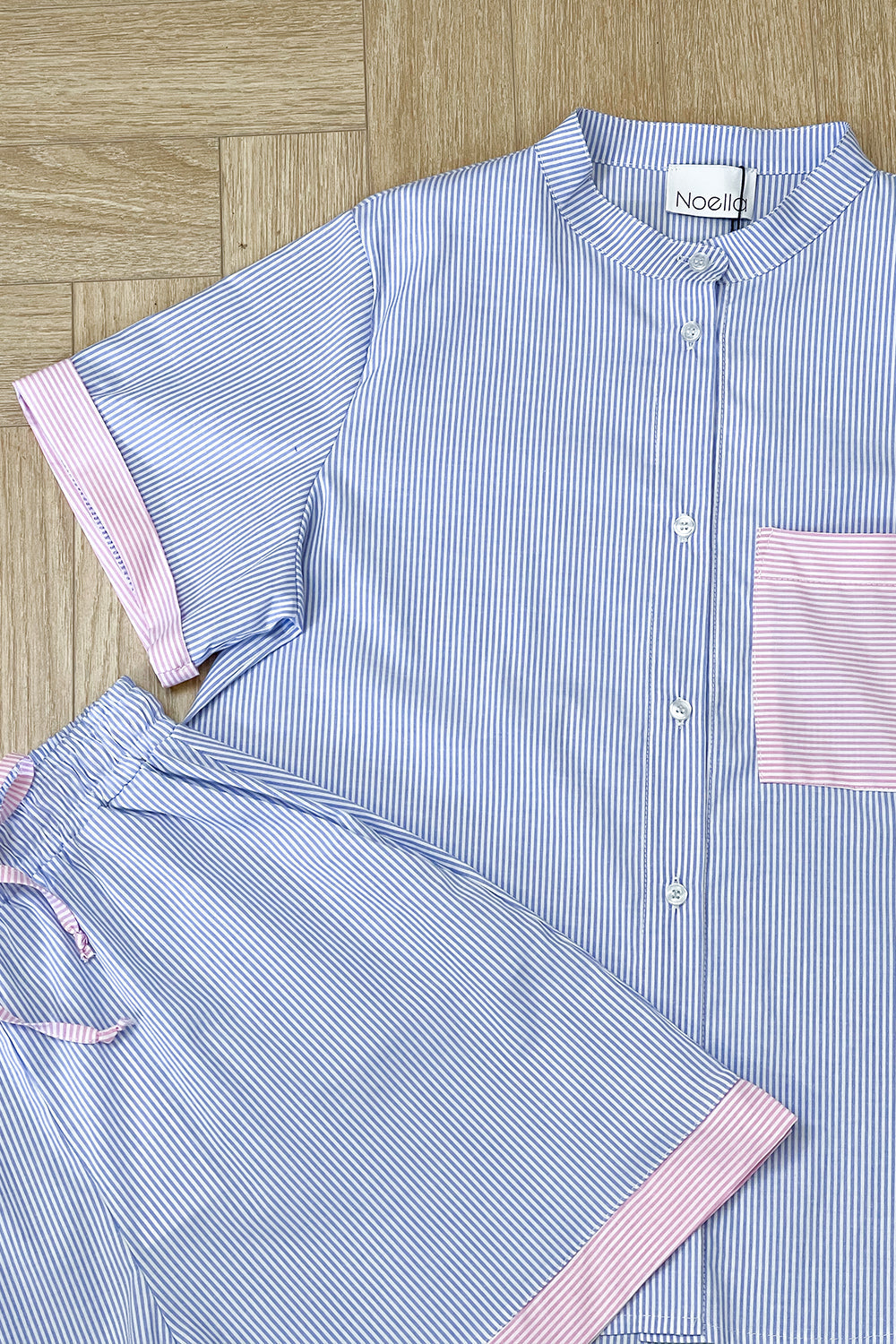 Ebony Shorts Poplin Lightblue/rose Mix