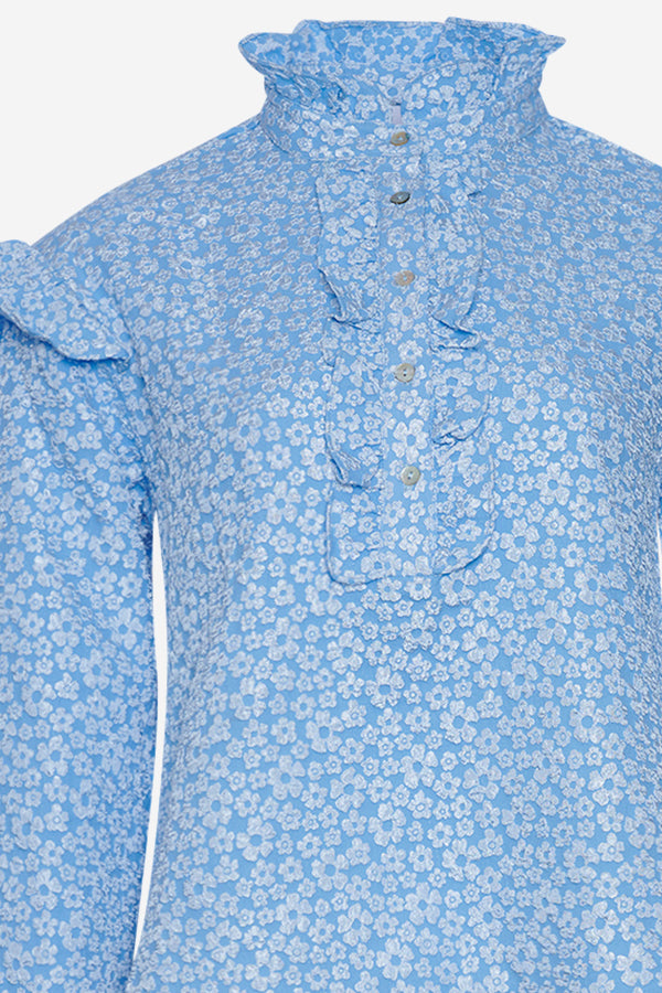 Reno Ruby Ruffle Blouse Light Blue