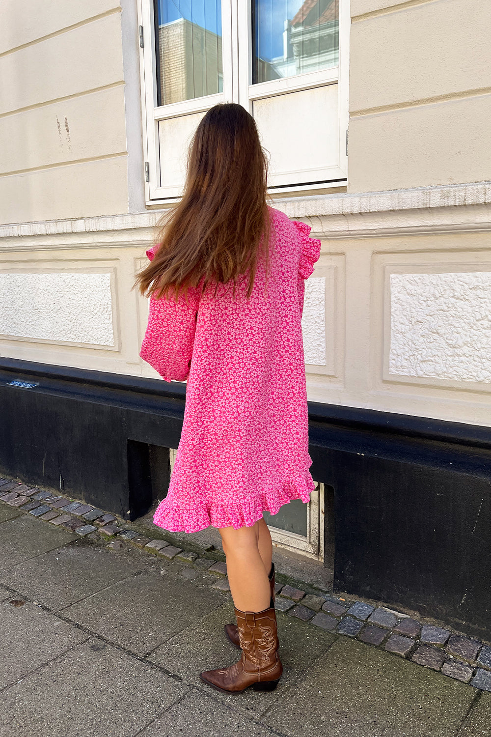 Reno Ruby Ruffle Dress Bright Pink