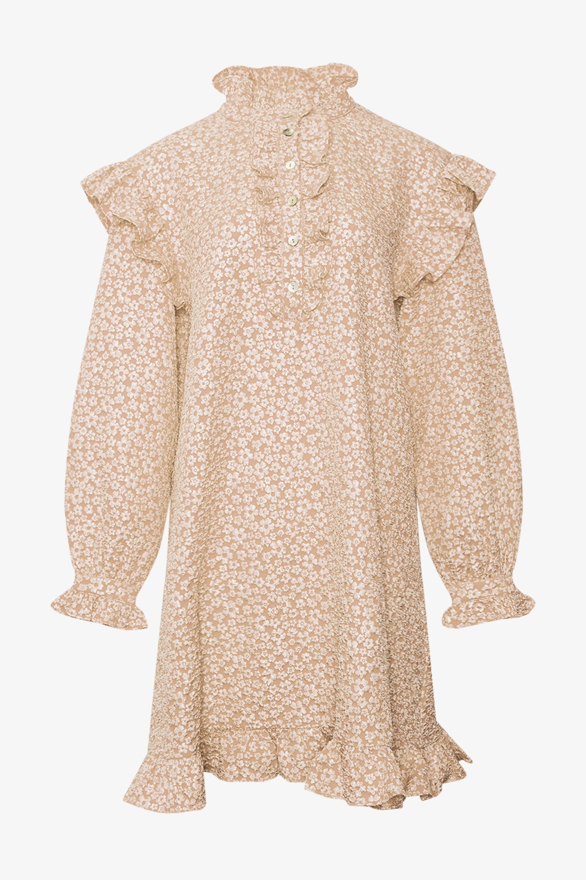 Noellas Reno Ruby Ruffle Dress Oyster. Køb Kjoler hos www.noellafashion.dk