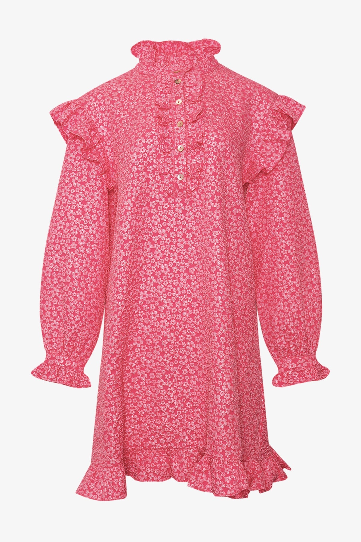 Noellas Reno Ruby Ruffle Dress Bright Pink. Køb Kjoler hos www.noellafashion.dk