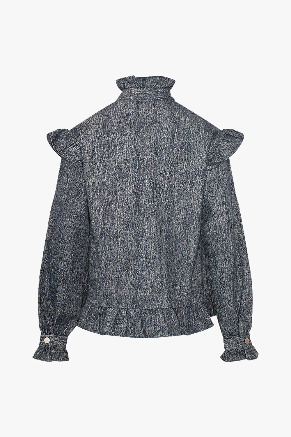 Reno Ruby Ruffle Blouse Blue Snow Wash