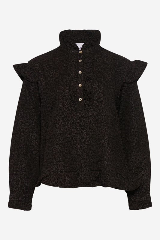 Noellas Reno Ruby Ruffle Blouse Black. Køb Bluser hos www.noellafashion.dk