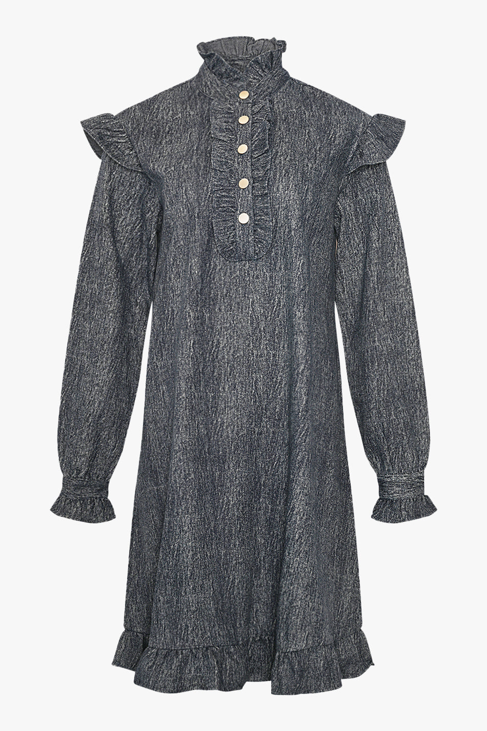 Reno Ruby Ruffle Dress Blue Snow Wash