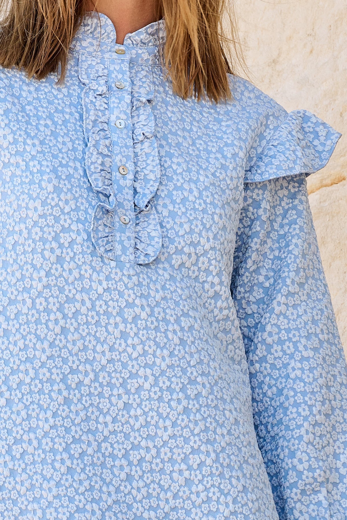 Reno Ruby Ruffle Dress Light Blue