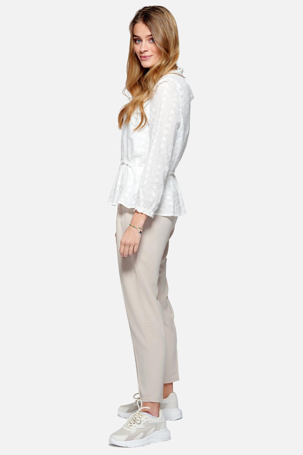 Rome Blouse Cotton Broderie White Broderie Flower