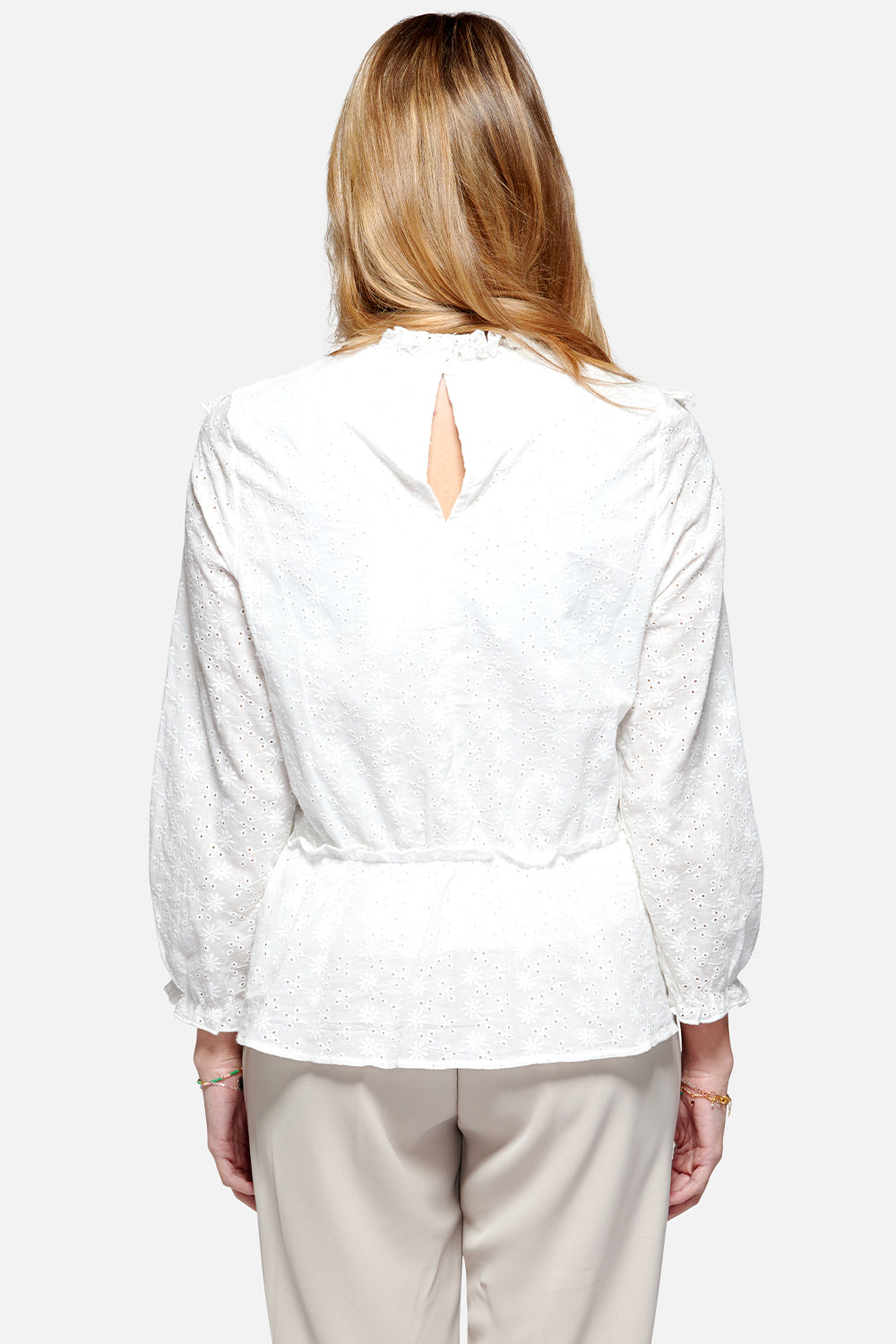 Rome Blouse Cotton Broderie White Broderie Flower