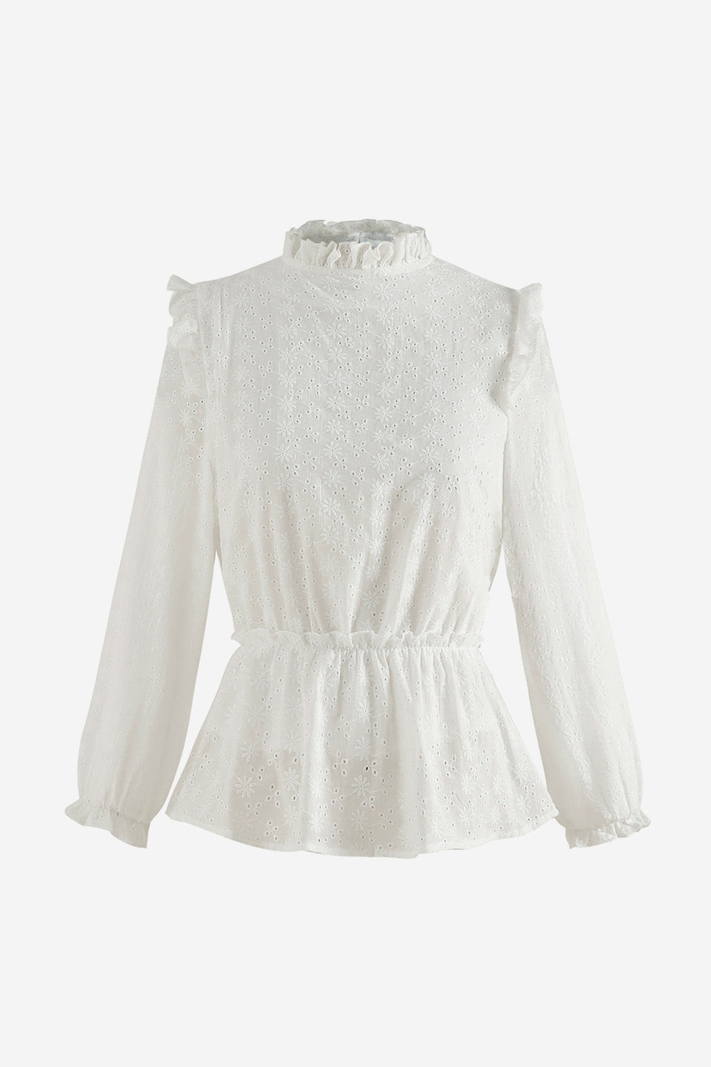 Rome Blouse Cotton Broderie White Broderie Flower