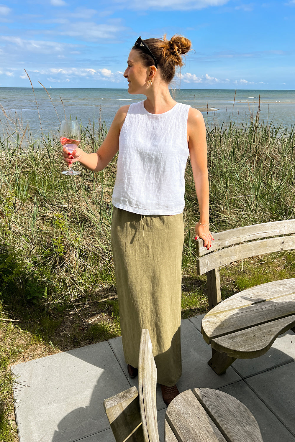Samira Linen Skirt Khaki