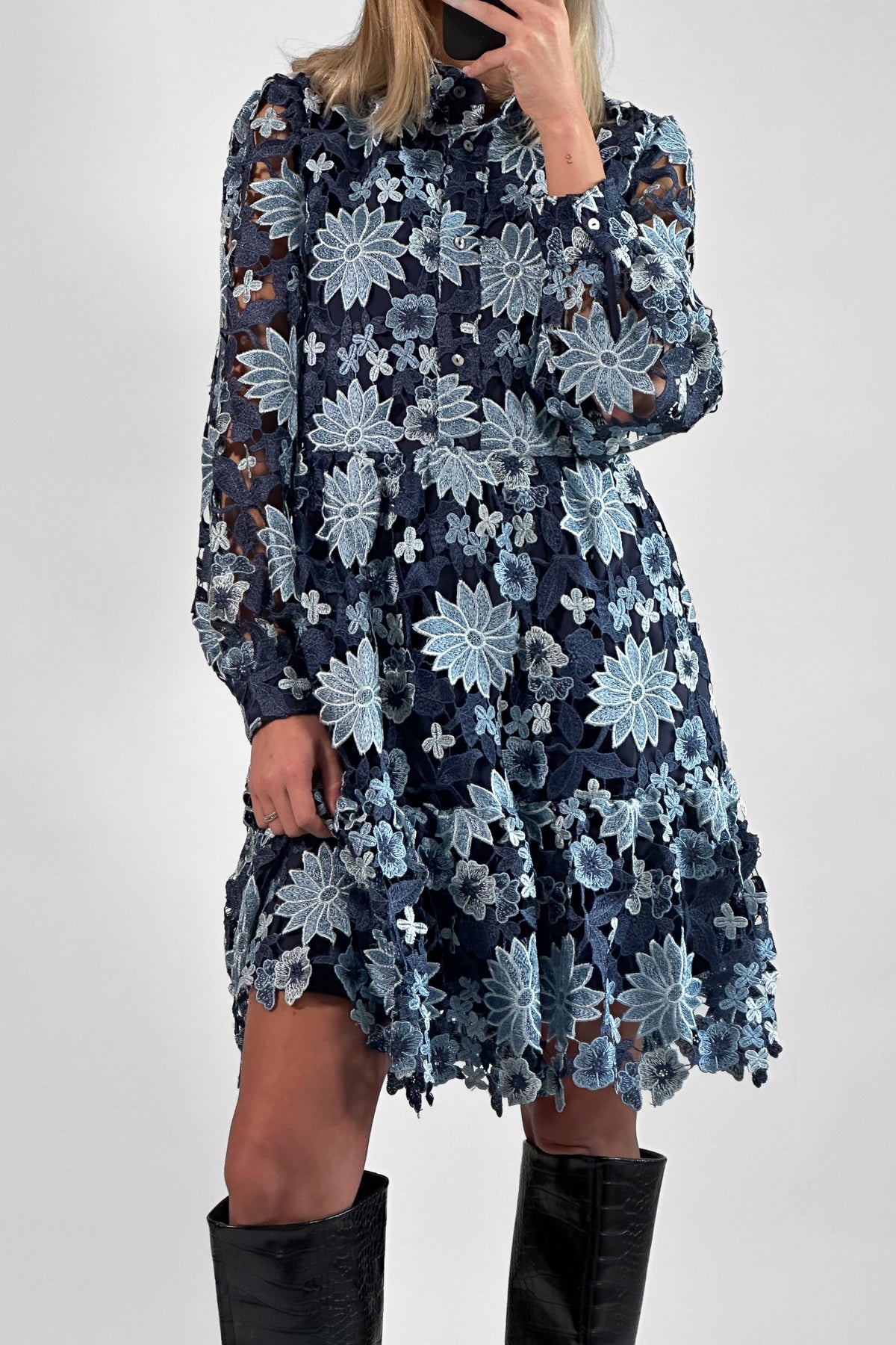 Star LS Dress Dark Blue Mix