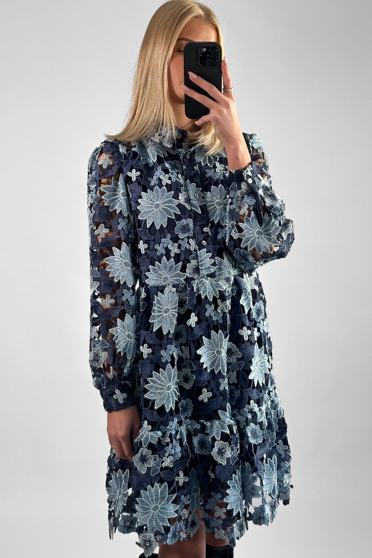 Star LS Dress Dark Blue Mix