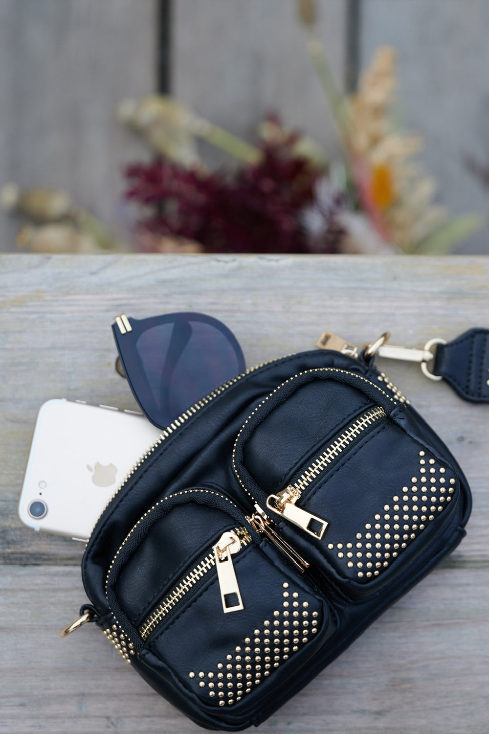 Kate Stud Bag Black w. Gold
