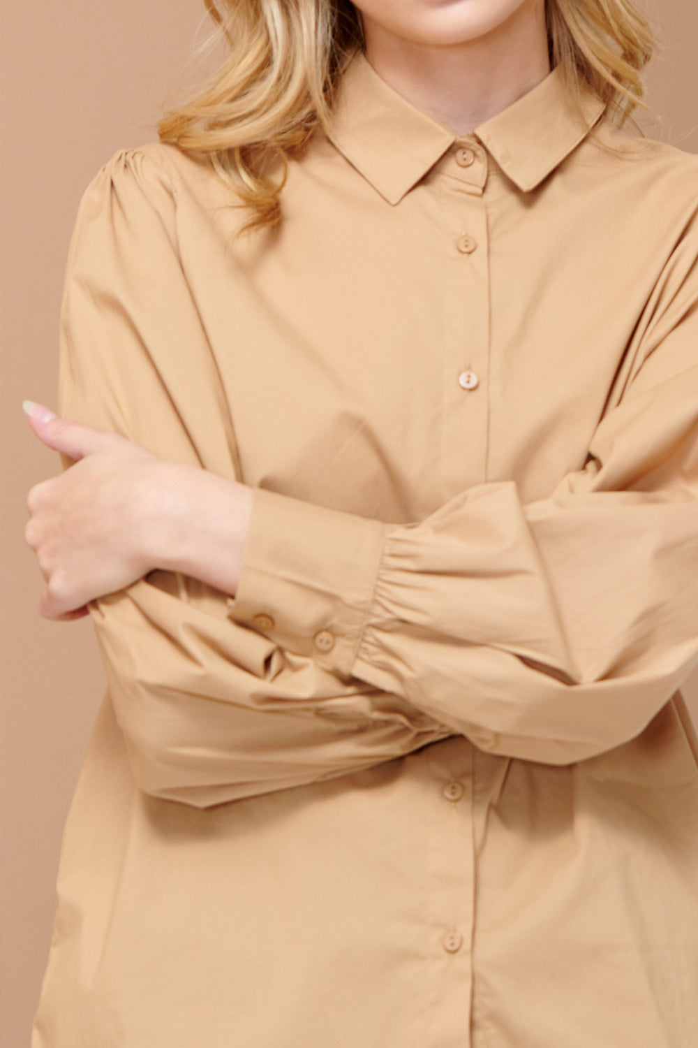 Tate Shirt Cotton Poplin Camel