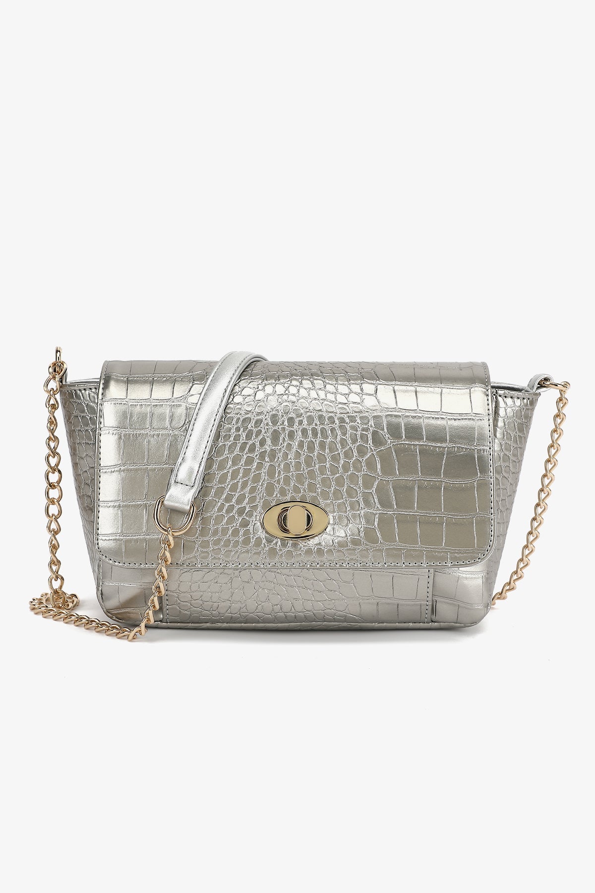 Noellas Teagan Croco Bag Silver Croc. Køb Tasker hos www.noellafashion.dk