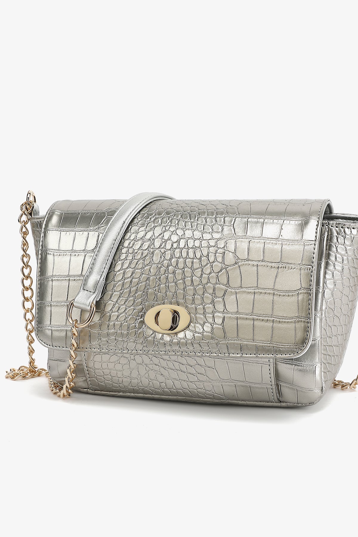 Teagan Croco Bag Silver Croc