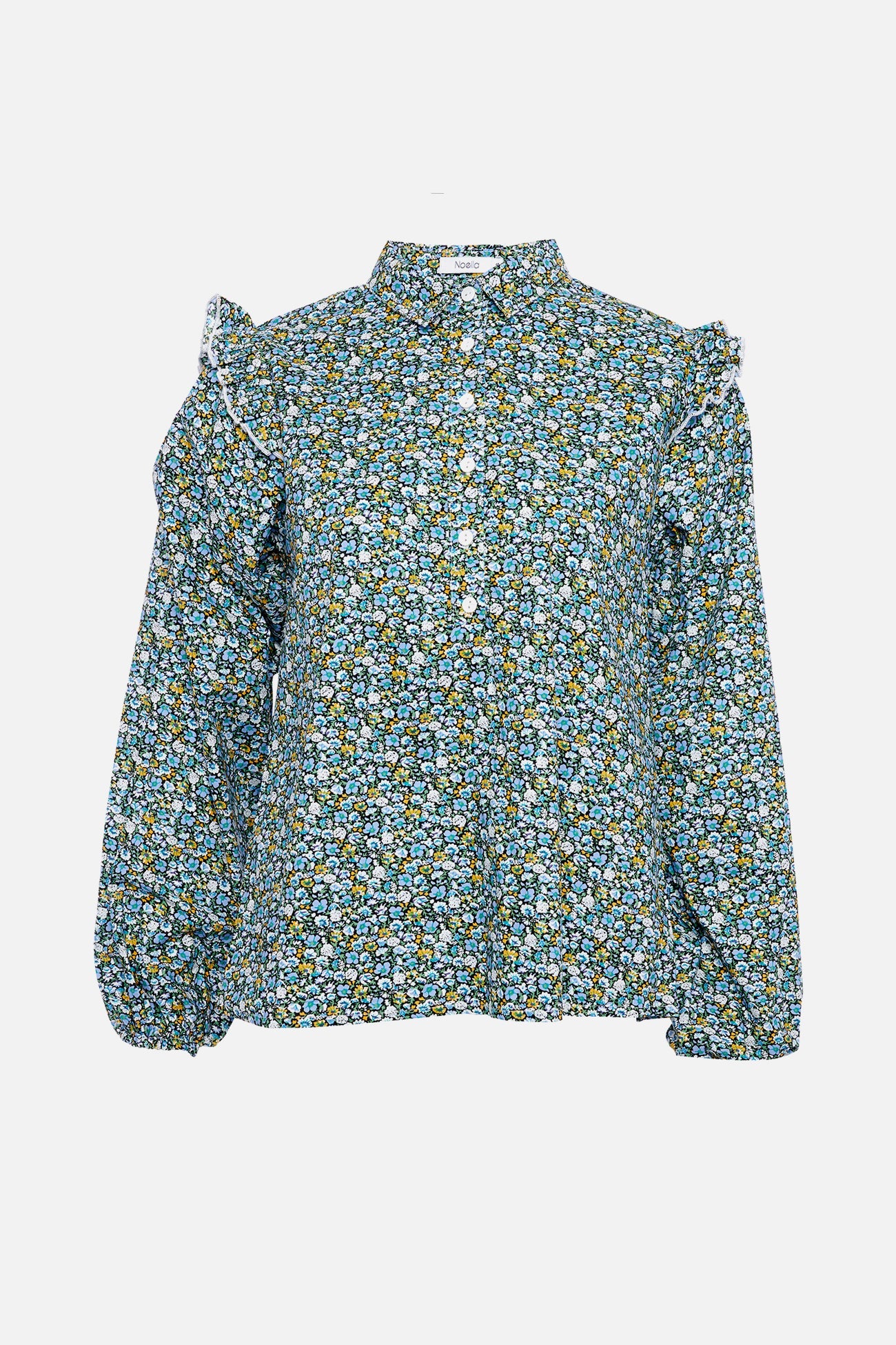 Tilla Blouse Cotton Poplin Blue Flower