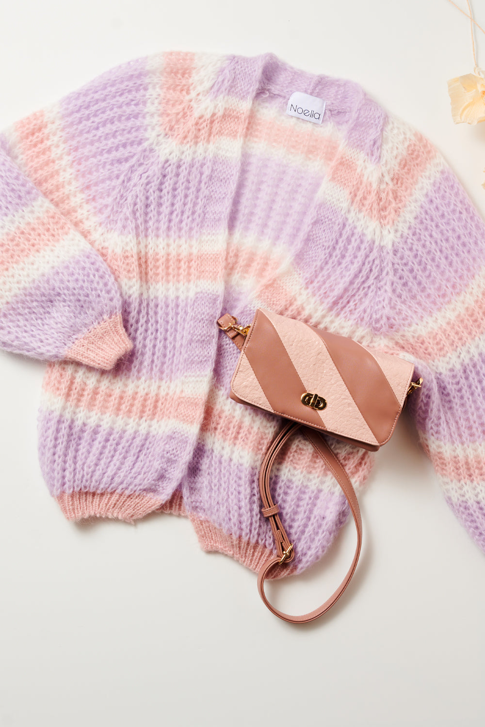 Vera Knit Cardigan Lilac/Rose/White Mix