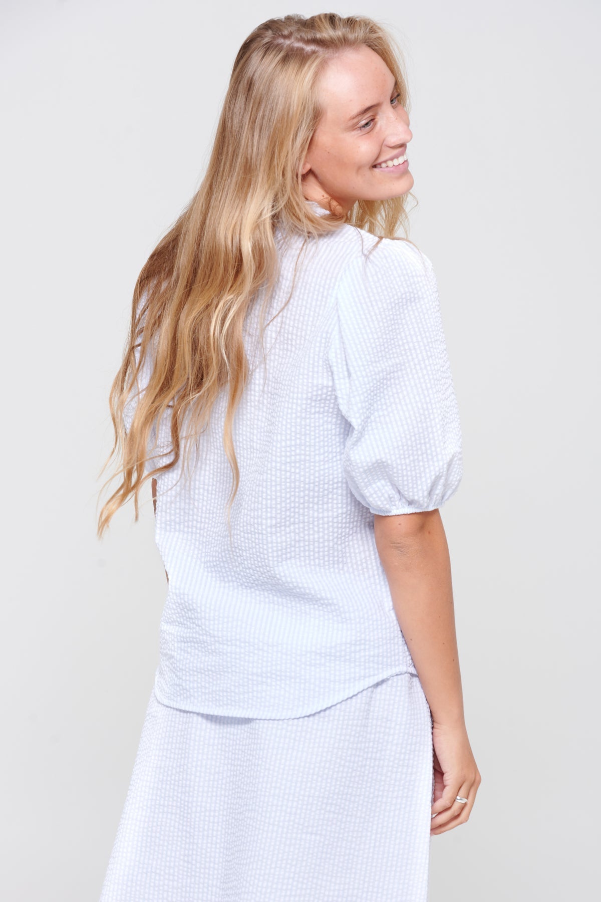 Wakka Blouse Seersucker Blue/white Stripe