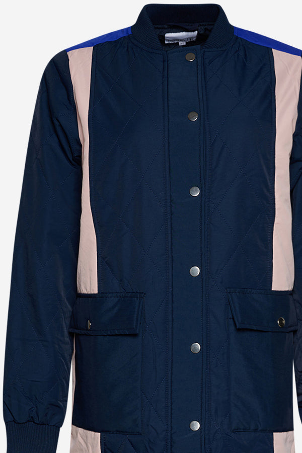 Kumi Quilt Jacket Contrast Navy