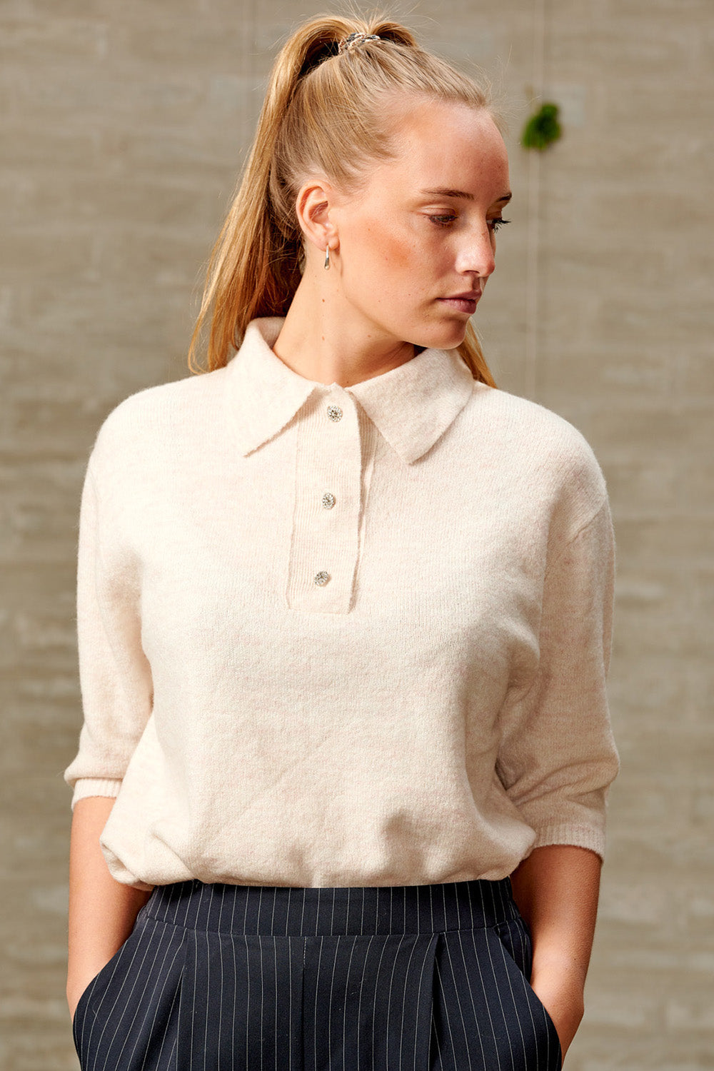 Elsa Polo Knit Nature White