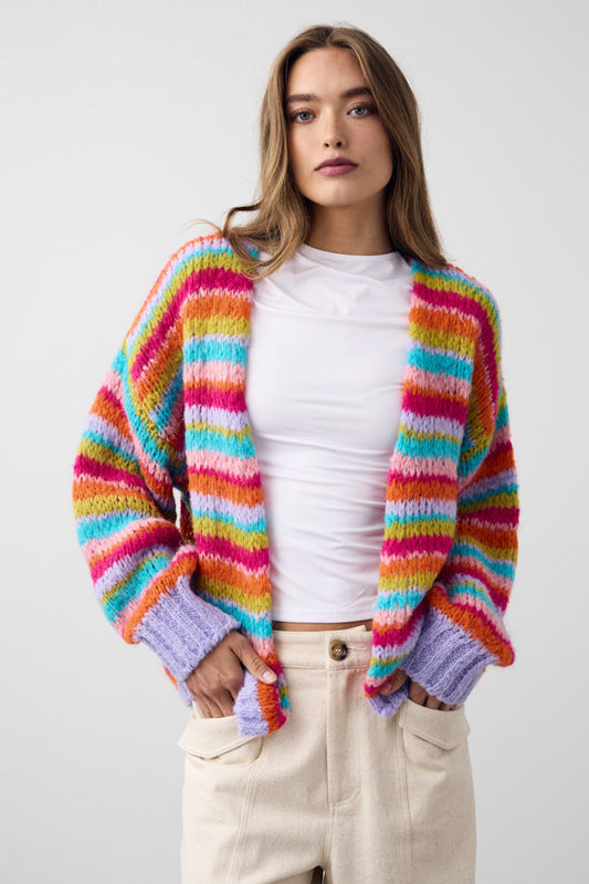 Noellas Rima Knit Cardigan Rainbow Combo. Køb Cardigans hos www.noellafashion.dk