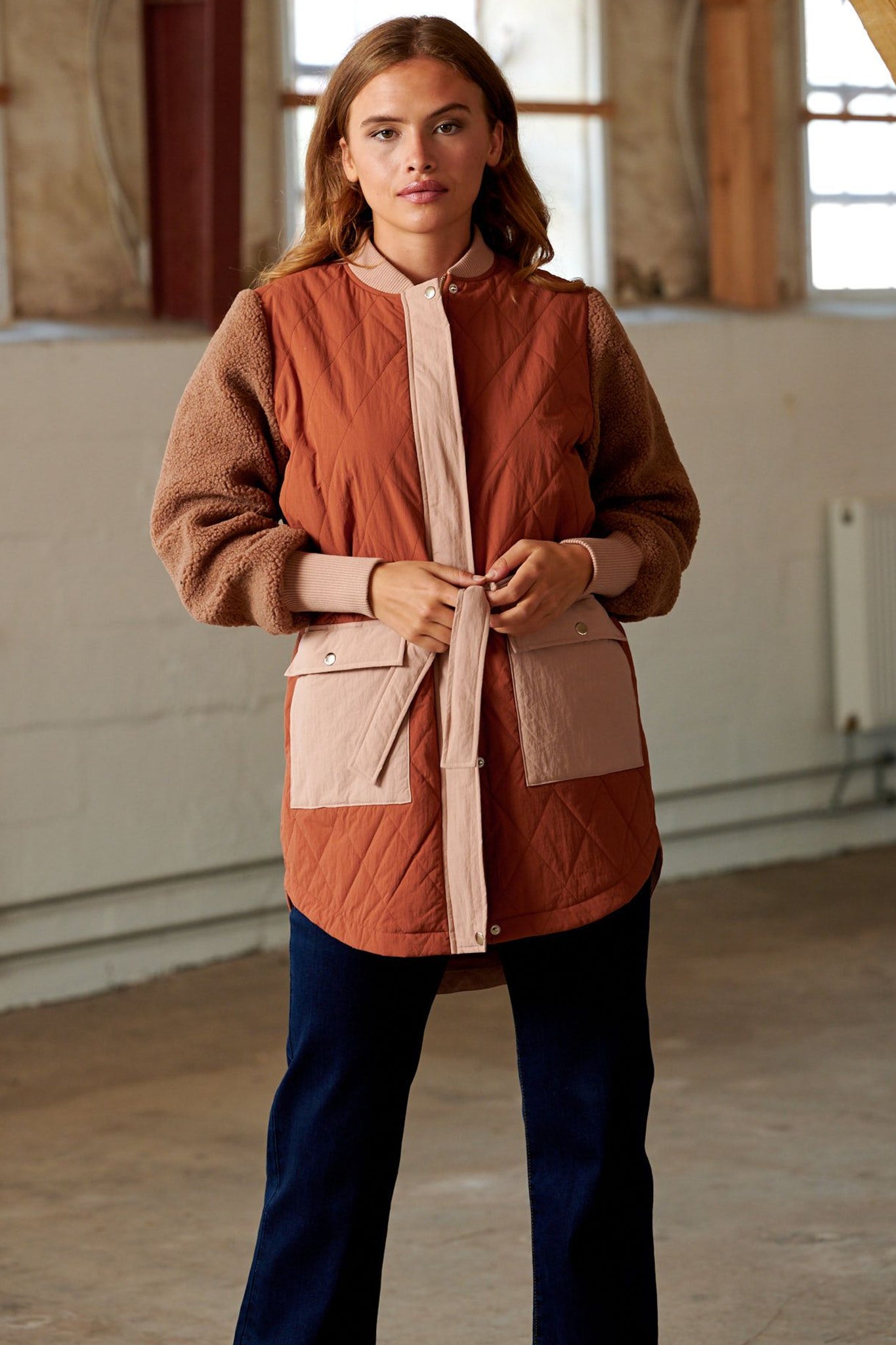 Esme Pile Jacket Terracotta Mix