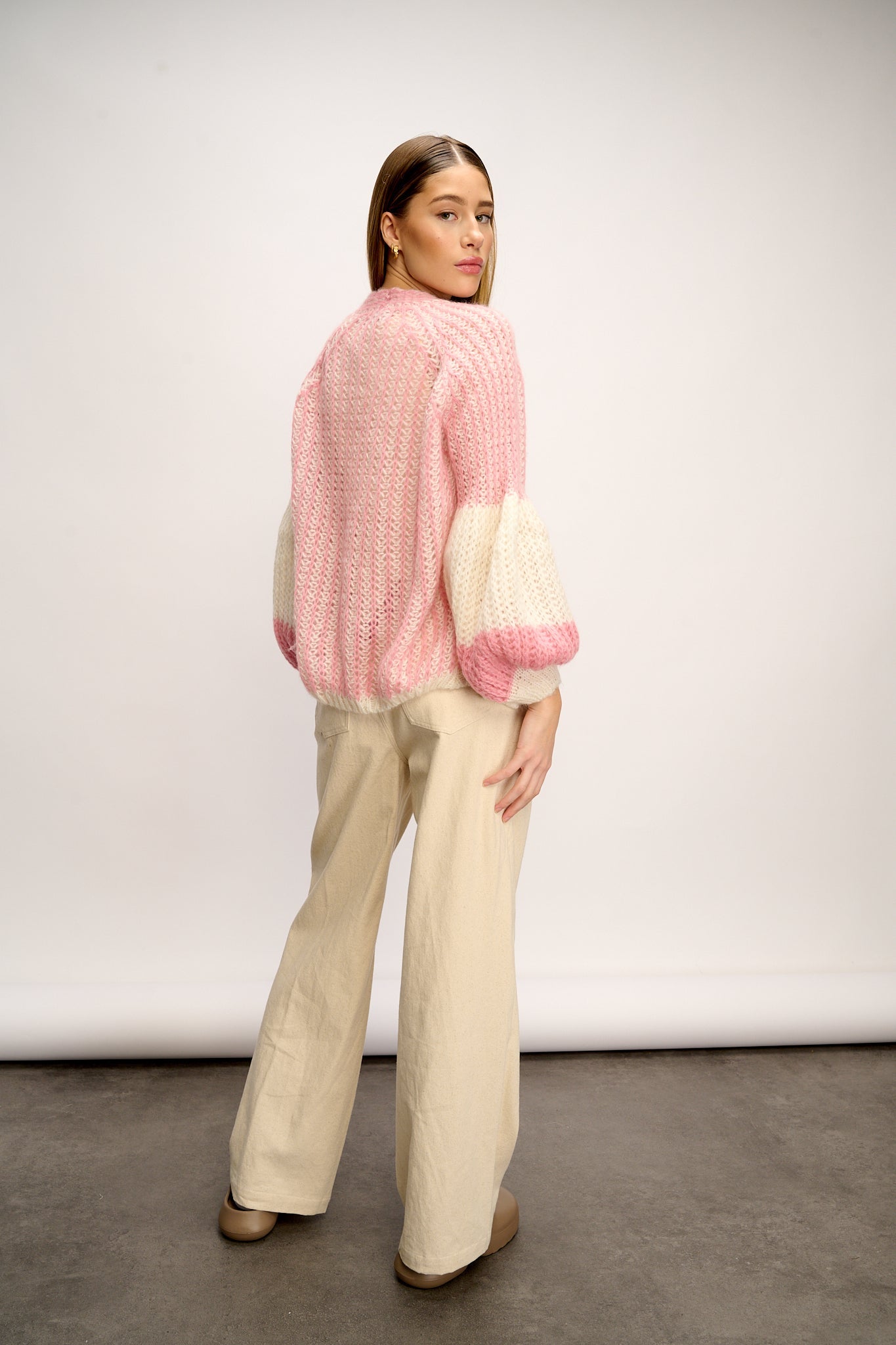 Liana Knit Cardigan White/Rose