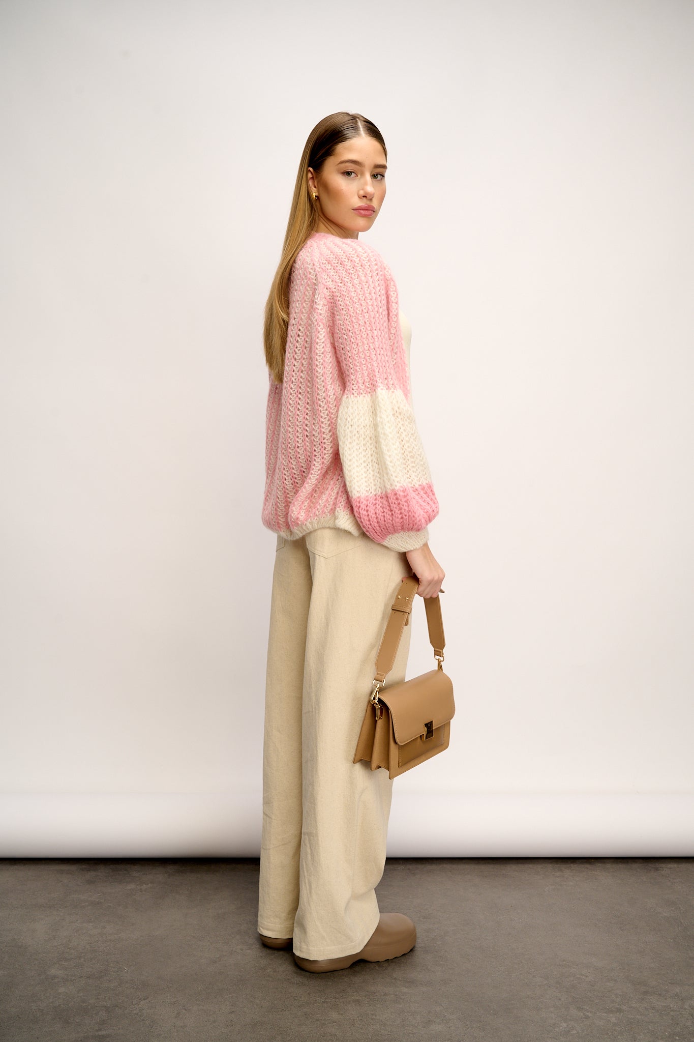 Liana Knit Cardigan White/Rose