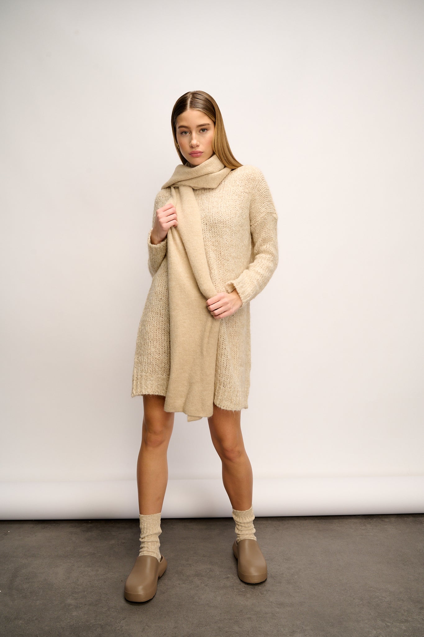 Pacy Knit Scarf Light Beige