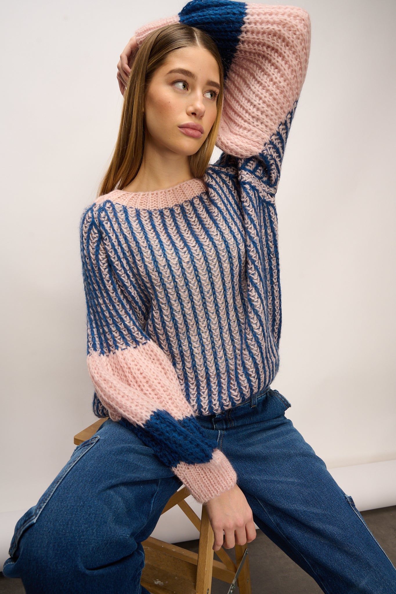 Liana Knit Sweater Rose/Navy