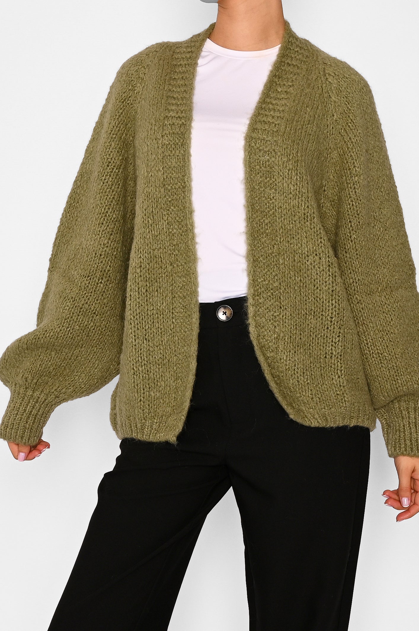 Fora Knit Cardigan Army