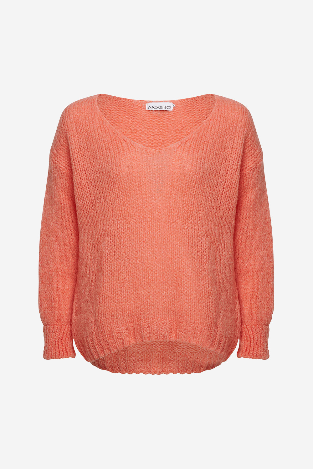 Noellas Fora Knit V-neck Sweater Peach. Køb Striktrøjer hos www.noellafashion.dk