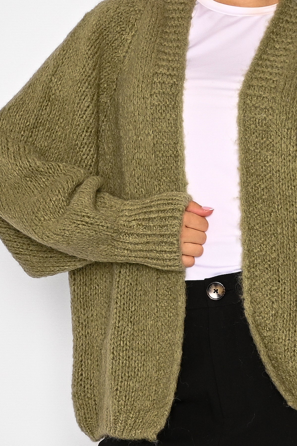 Fora Knit Cardigan Army