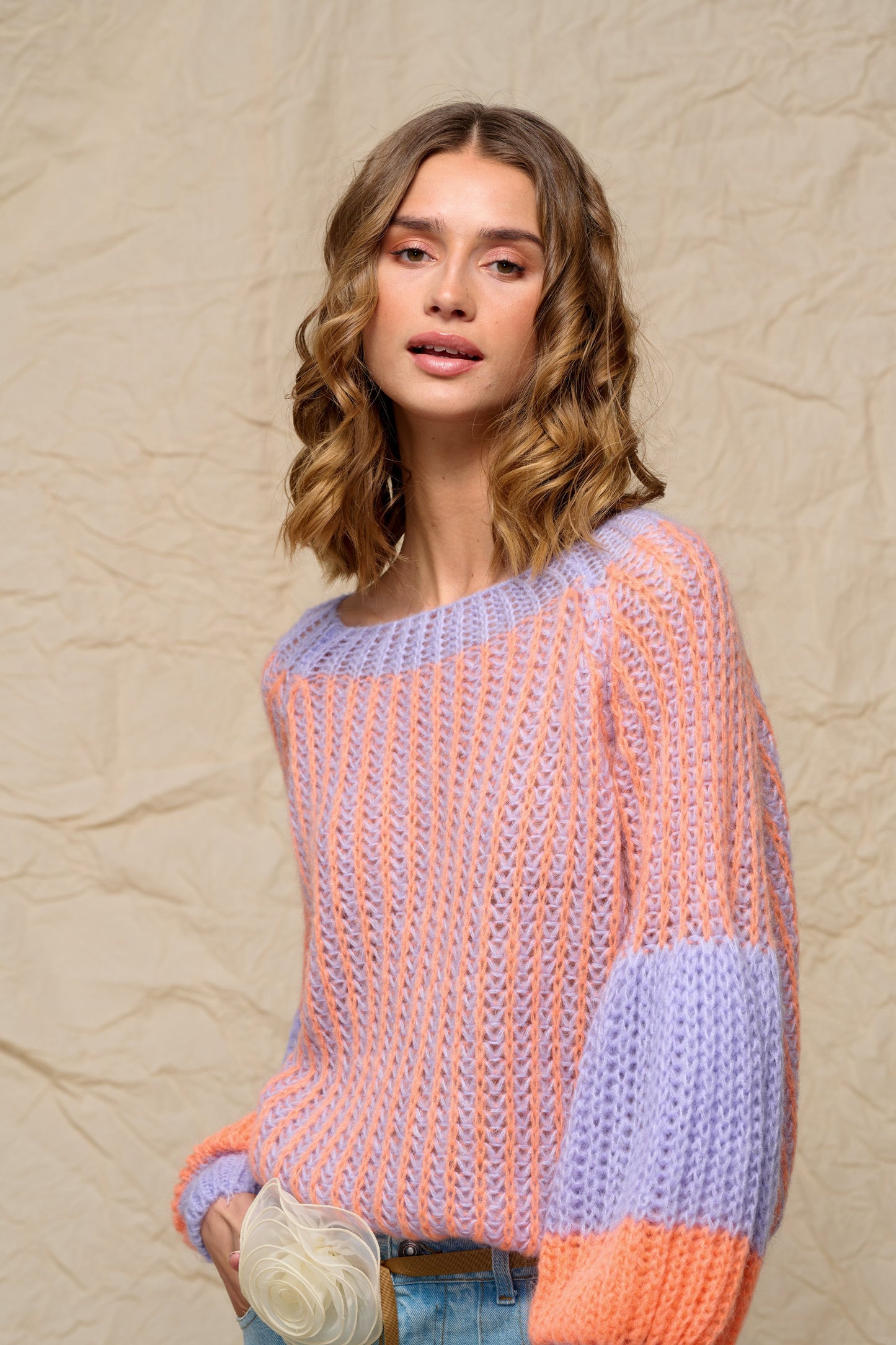 Liana Knit Sweater Lilac/Apricot Mix