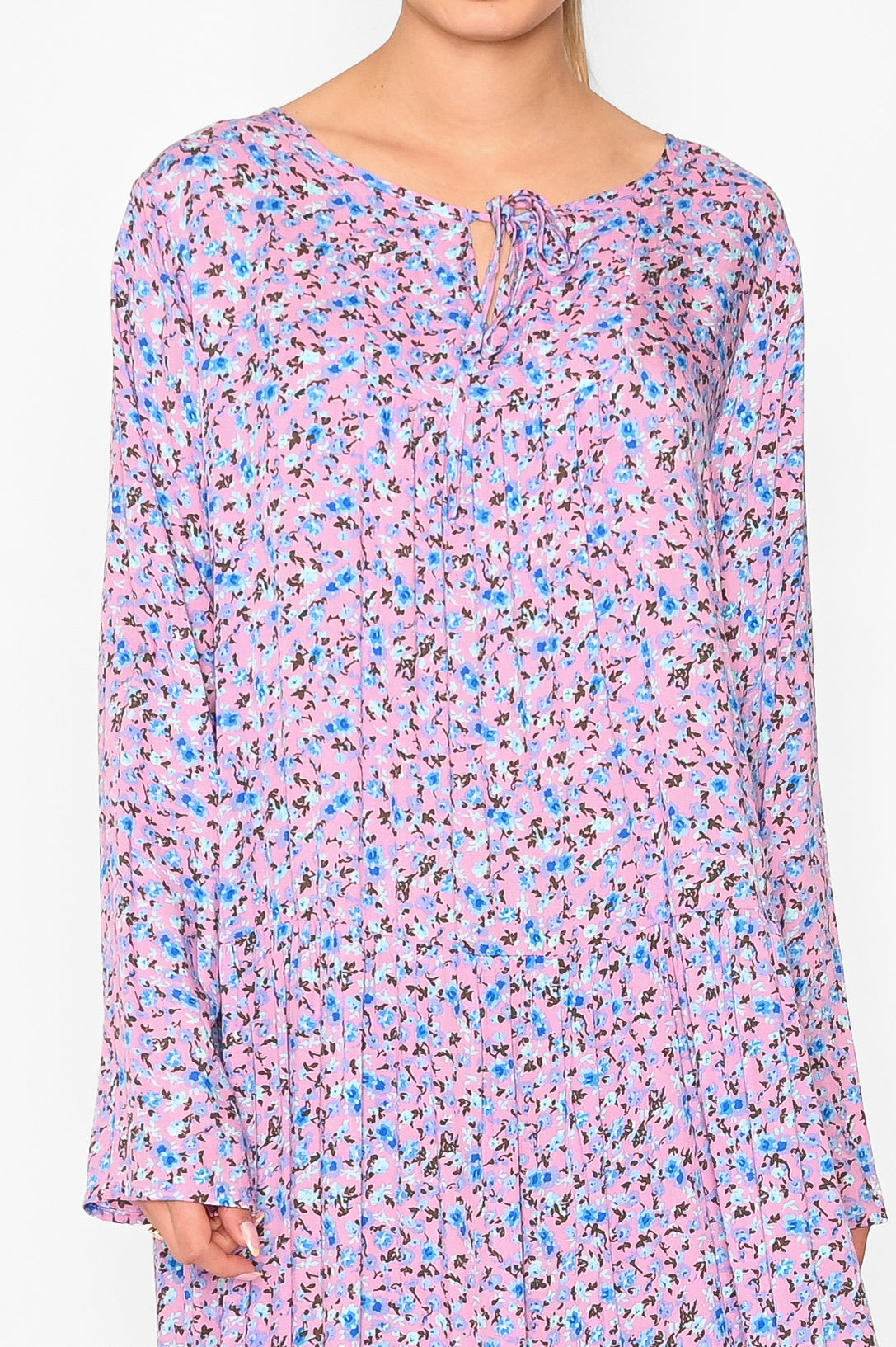 Imogen Long Dress Pink/Blue Flower