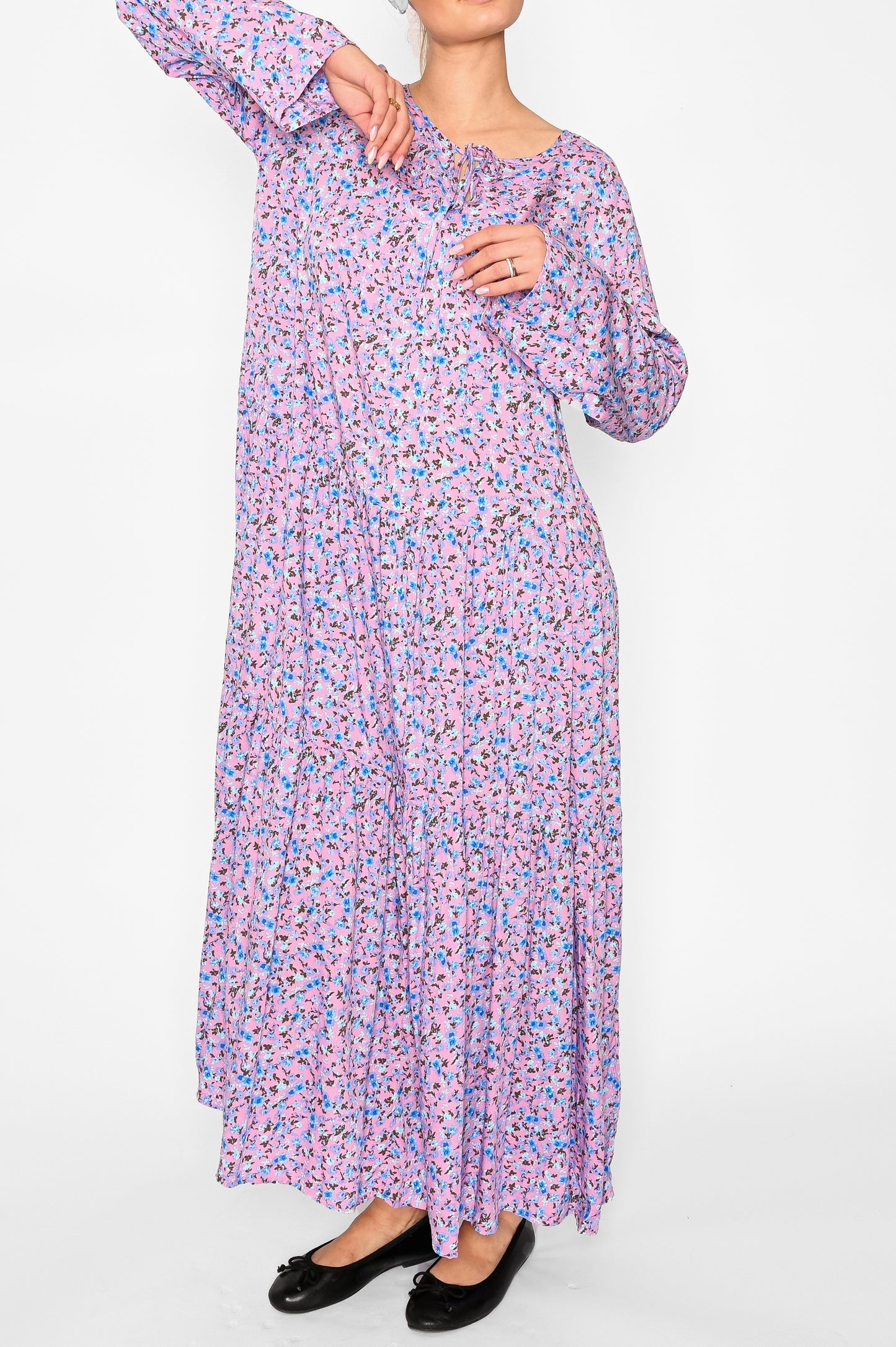 Imogen Long Dress Pink/Blue Flower