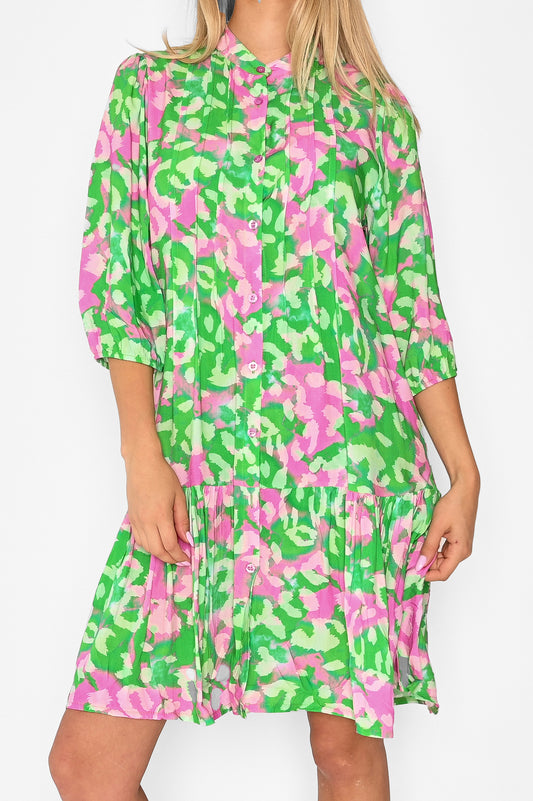 Imogene sh. Dress Green/pink