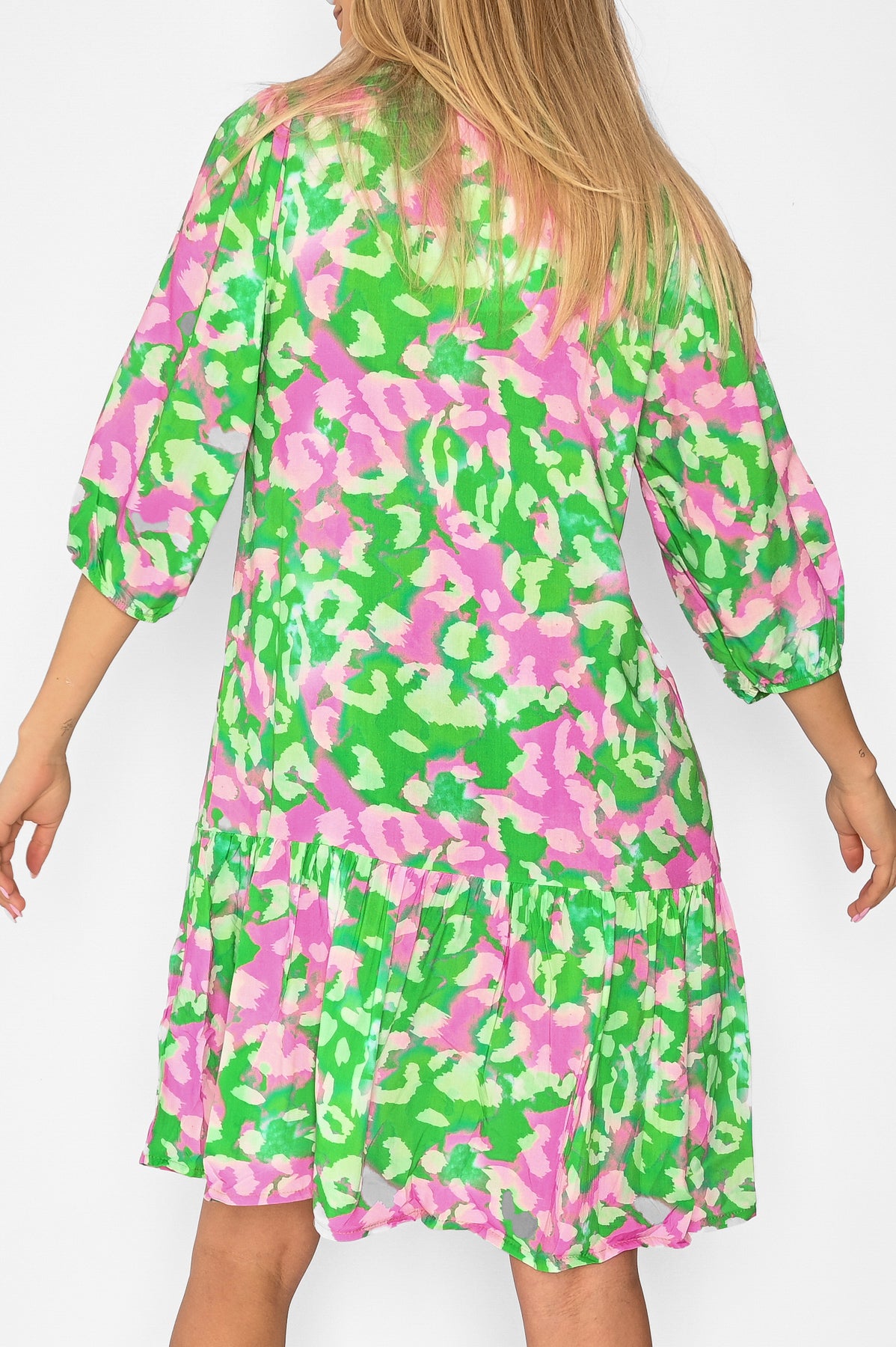 Imogene sh. Dress Green/pink